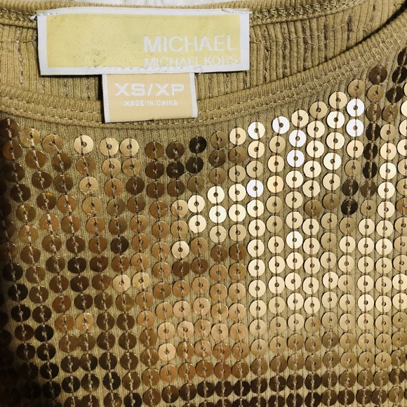 MICHAEL KORS GOLD SEQUIN EMBELLISHED TOP - Picture 2 of 3